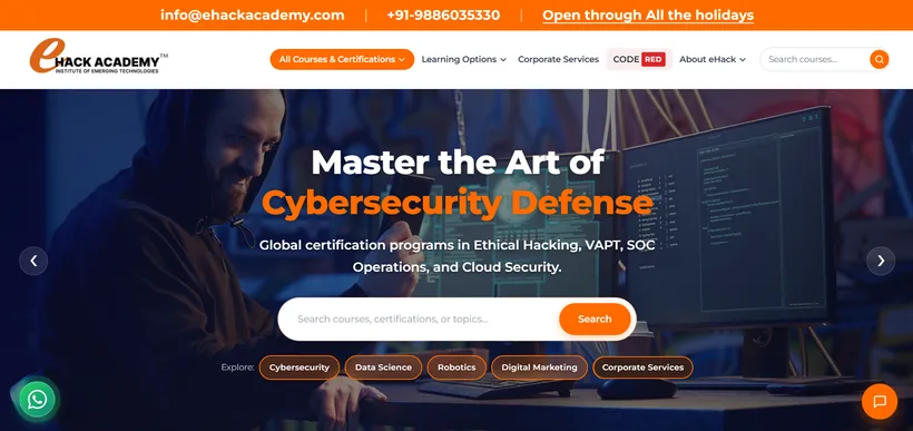 eHack Academy website homepage