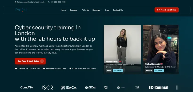 Profice cyber security training website